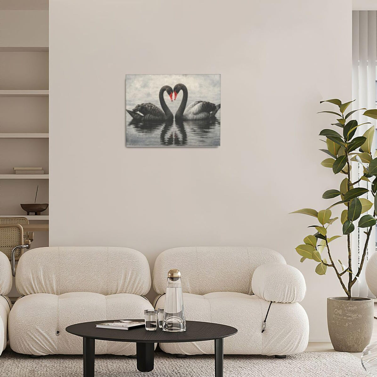 Black Swan Wall Art Vintage Canvas Wall Decor Swan Aesthetics Art Retro Pictures Painting Artwork Framed Decoration for Living Room Bedroom Bathroom Dining Room Office 12"x16" (Swan / 16L"×12W")