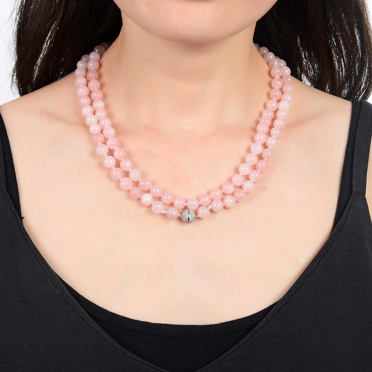 mala beads necklace for women man (rose quartz no tassel)