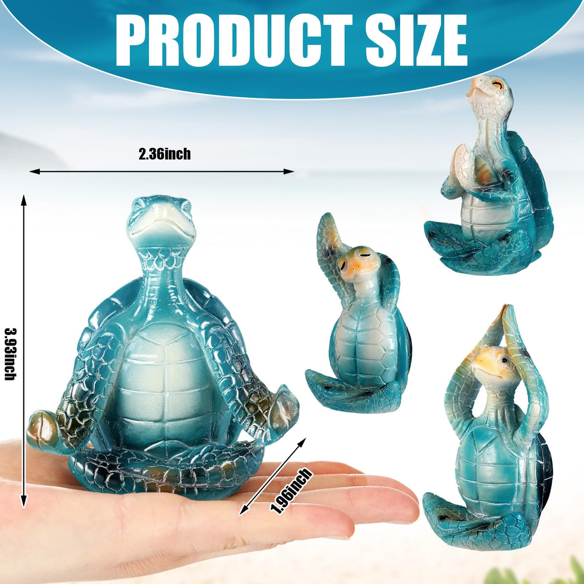 4 Pcs Sea Turtle Figurines Resin Meditation Yoga Statue Gift (Classic)