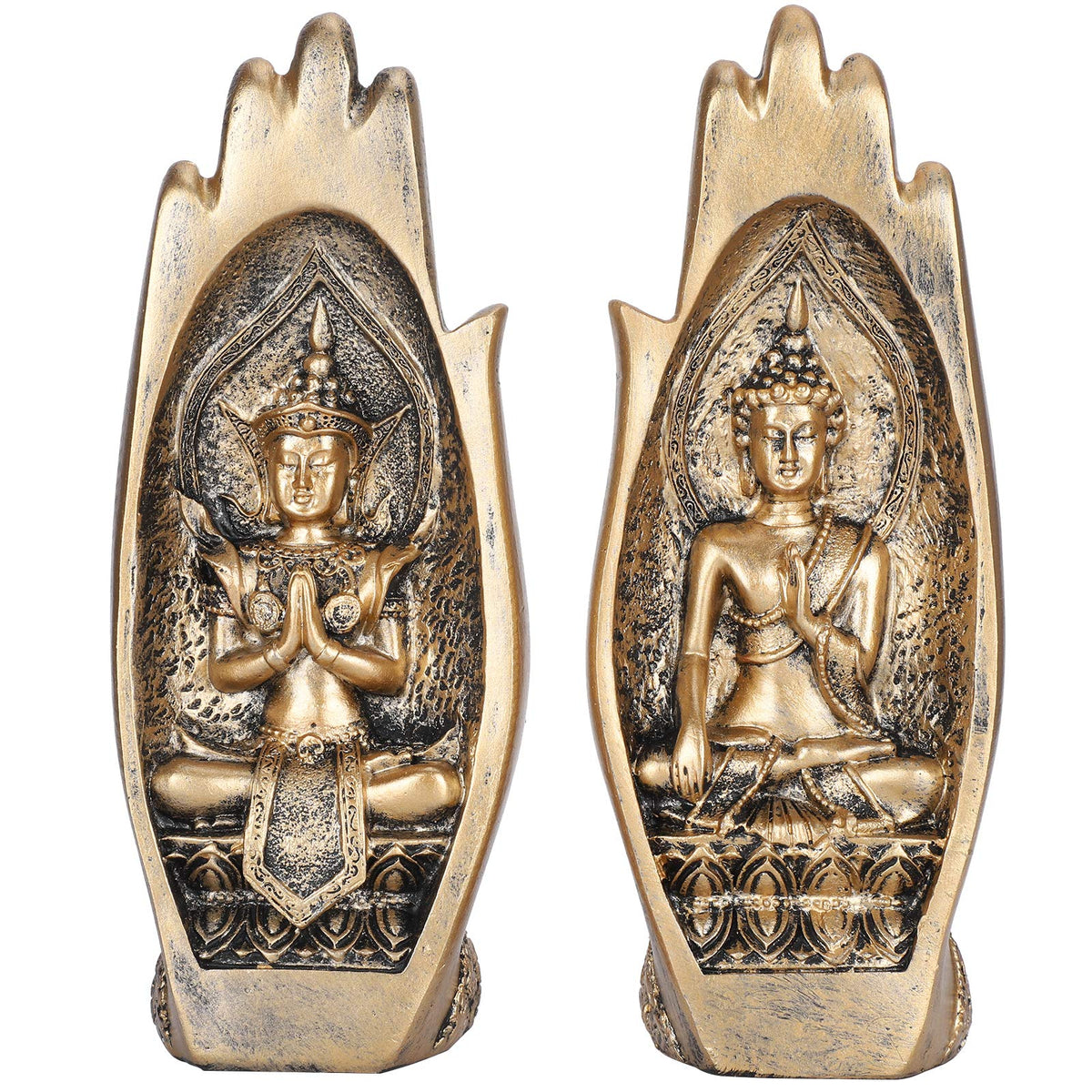 Buddha Hand Statue Set 2Pcs (Gold)