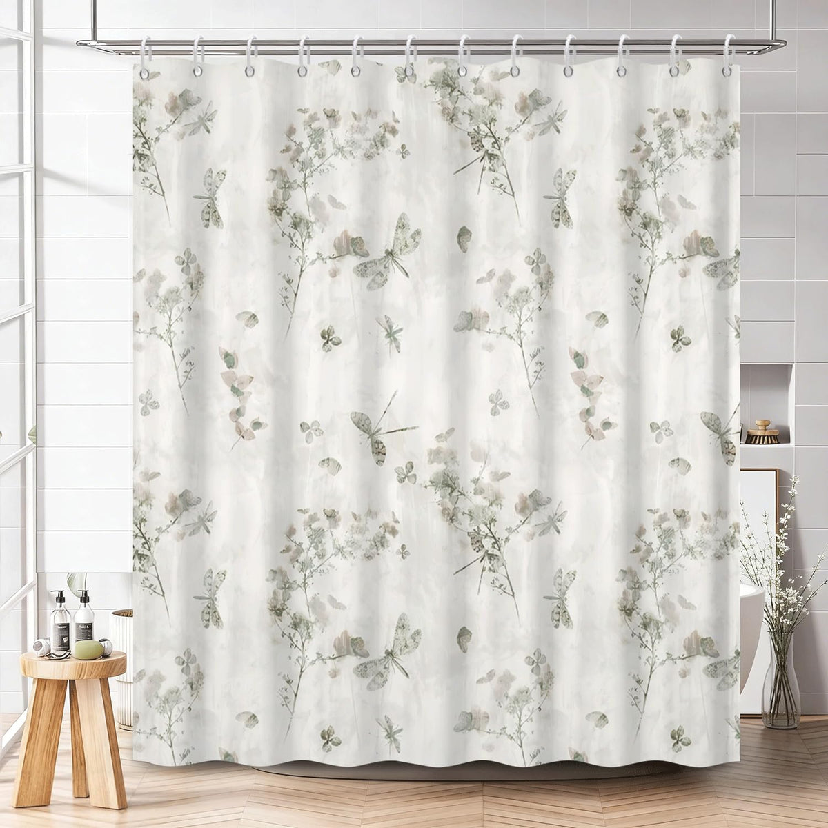Watercolor Botanical Floral Shower Curtain (Floral-e)