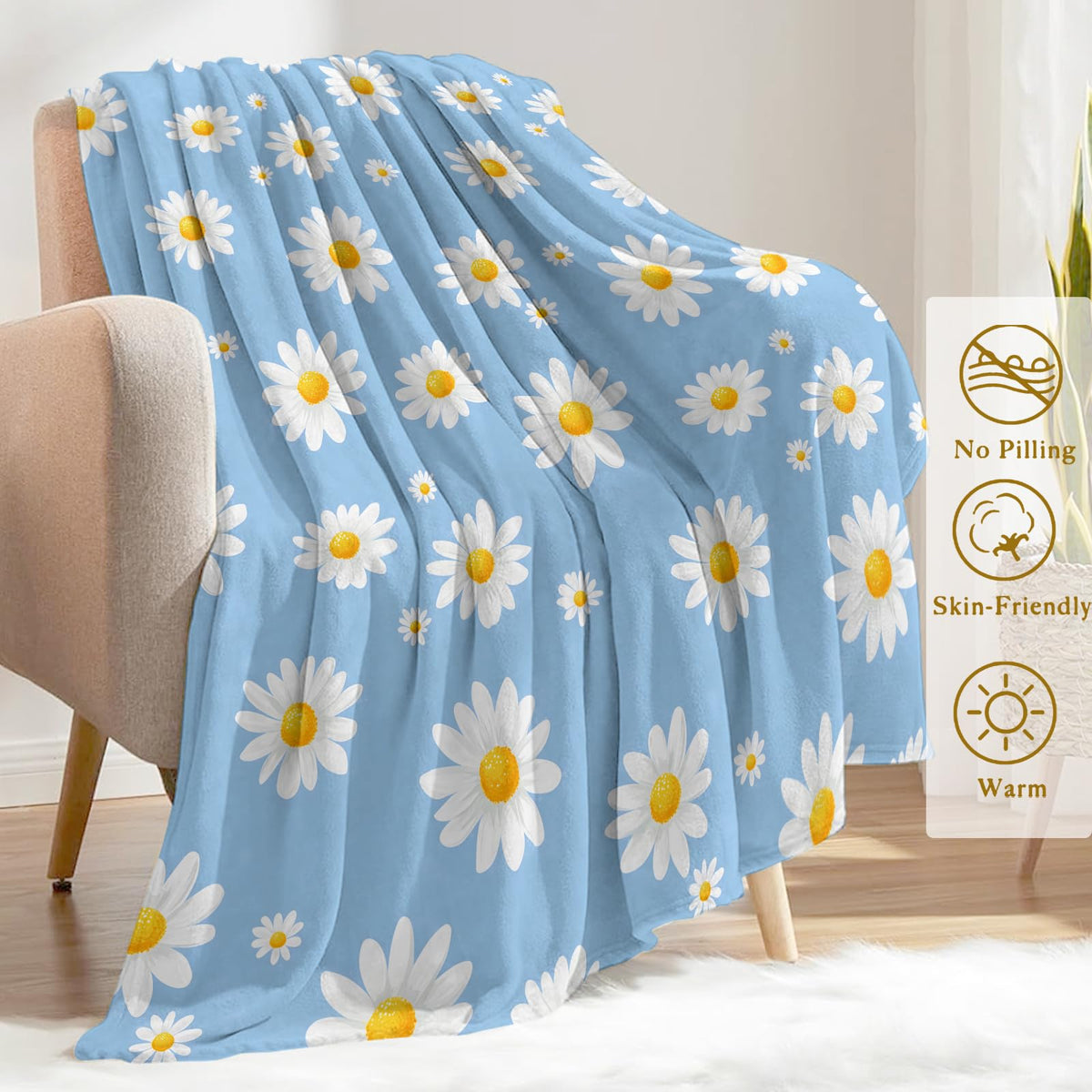 Daisy Flower Flannel Blanket (60x80in / Daisy)