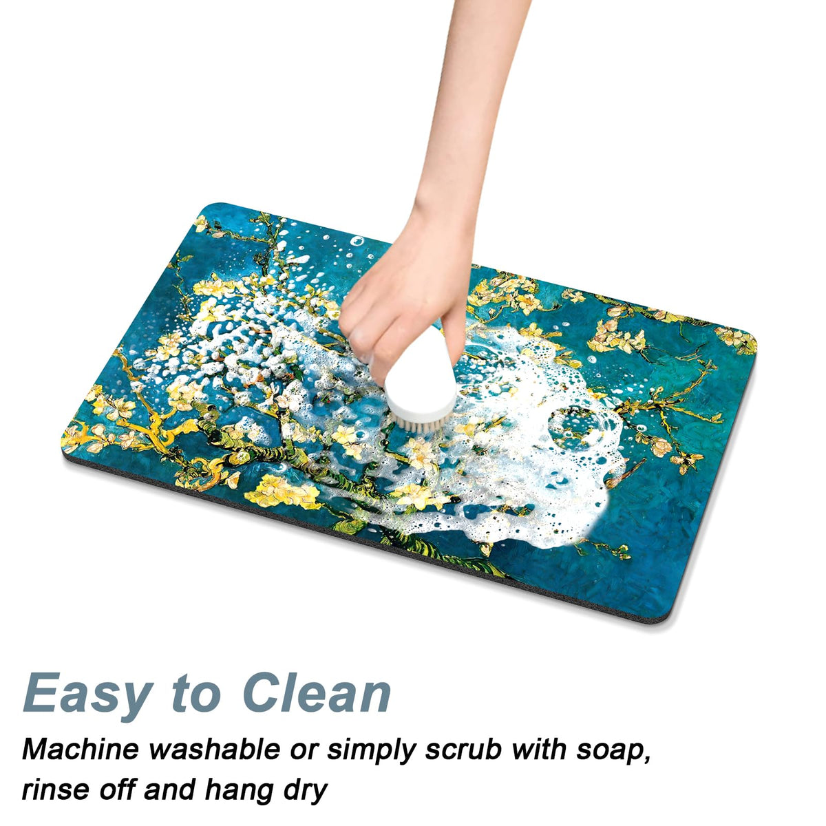 Coffee Mat 16" x 24" Coffee Bar Mats for Espresso Machine Station Accessories and Organizer (Almond Blossom / 16" x 24")