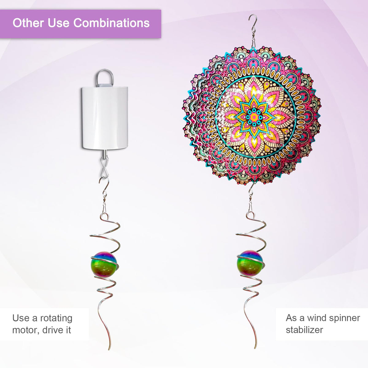 Gazing Ball Spiral Tail with Multi Color Stainless Steel Orb (Multi Stainless Steel Orb)