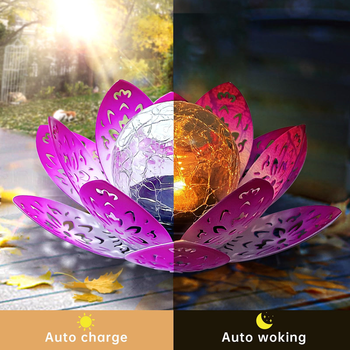 2 Pack Solar Garden Decor Lights Outdoor (Pink / Medium)