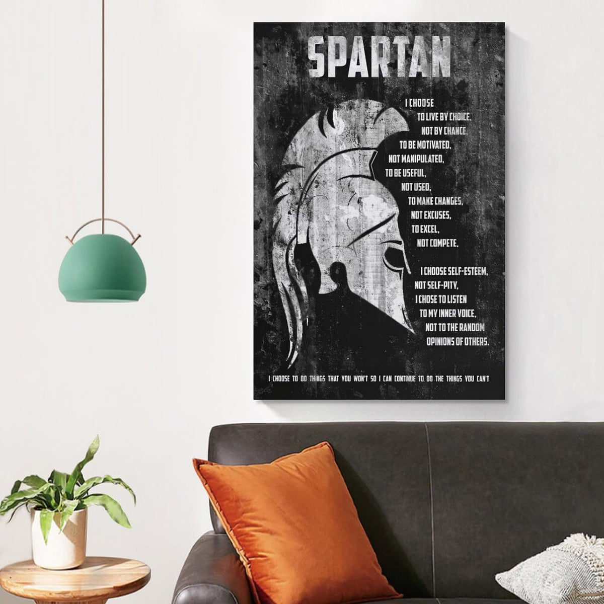 Spartan Motivational Quote Canvas Printing Wall Art Prints Wall Decor Posters Black White Distressed Helmet Philosophy Nordic Living Room Bedroom Office Gym Decor 20x30inch (style-20 / 20x30inch(50x75cm) Unframe)