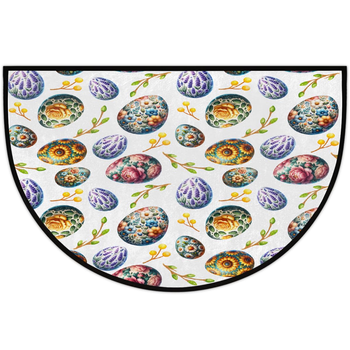 Egg Half Round Door Mat Semi Moon Rug Fireplace Carpet Area Rugs (Color7)
