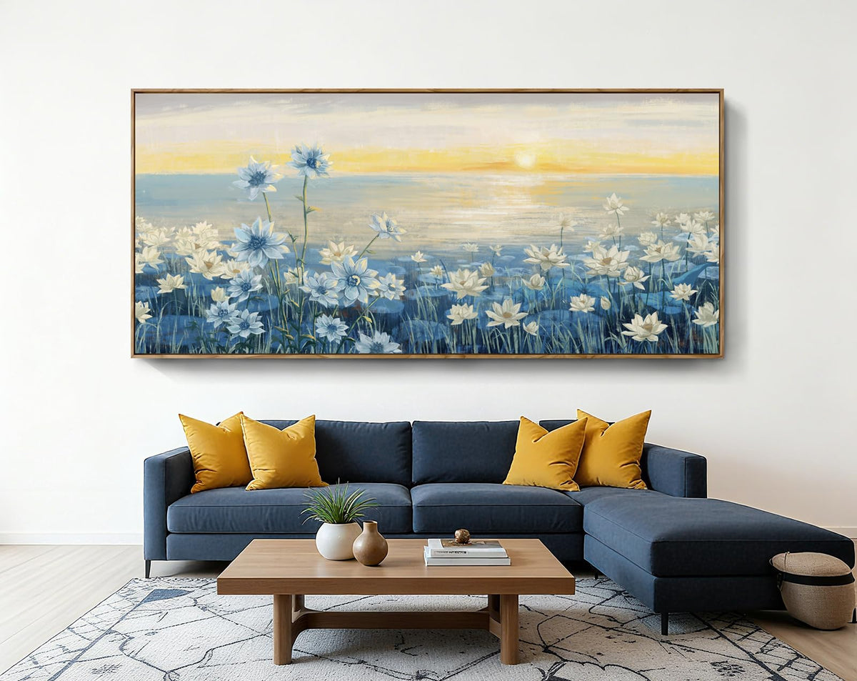 Extra Large Framed Canvas Wall Art 86"x39" (Sunrise Wall Art / 86"L x 39"W)
