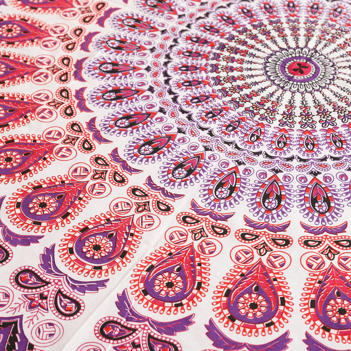 Round Tapestry Wall Hanging Ombre Hippie Mandala Bohemian Hippy Intricate Indian Tapestries Tablecloth 50 Inches (Pink on White / 50"L x 50"W)