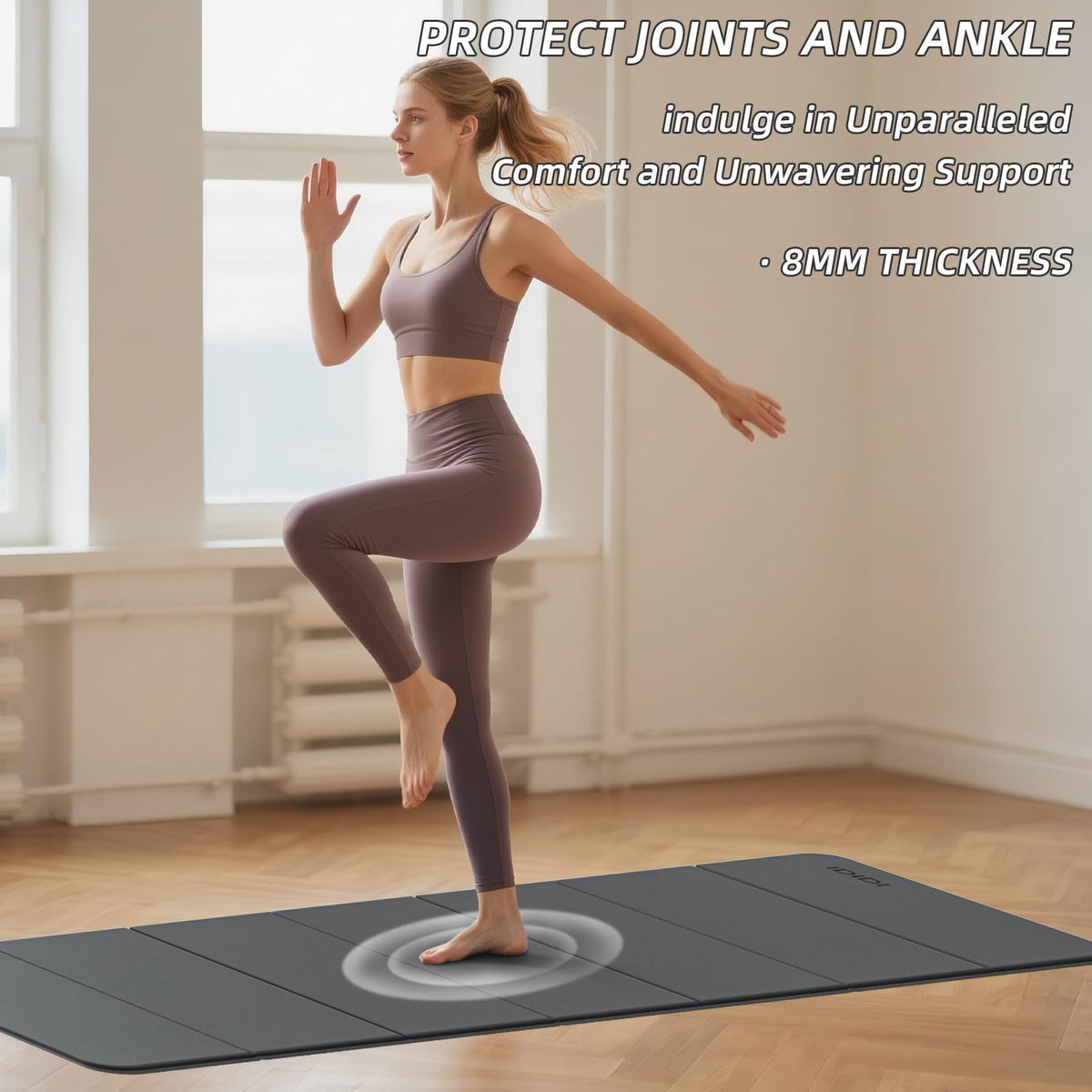 Foldable Yoga Mat Thick 0.32" (Black)