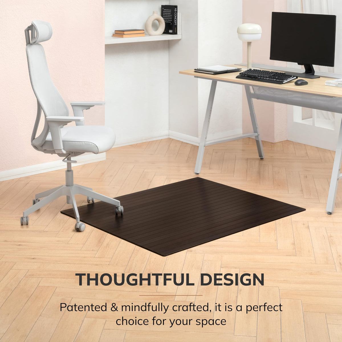 48" x 42" Bamboo Office Chair Mat for Carpet & Hardwood Floor (Espresso / 48" x 42" / Without Lip)
