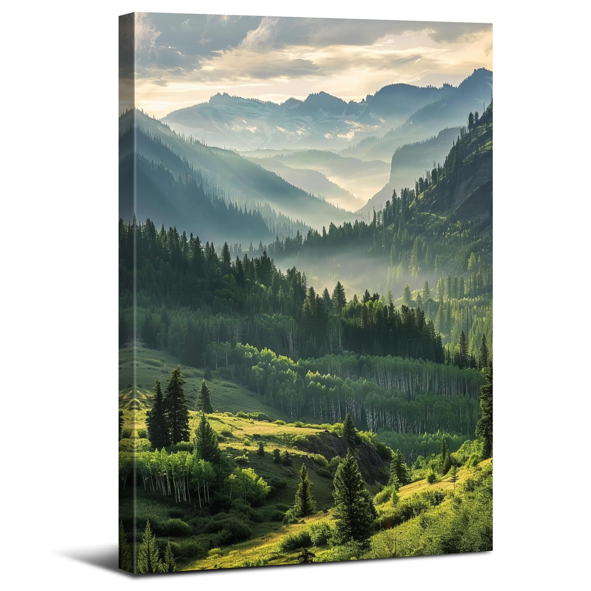 Misty Forest Wall Art Bedroom Decor Forest Mountain Canvas Pictures for Living Room Nature Landscape Prints Paintings Green Woodland Poster Aesthetic Mountains Canvas Artwork for Home Decorations 24x36" (36"L x 24"W / Misty Mountain)