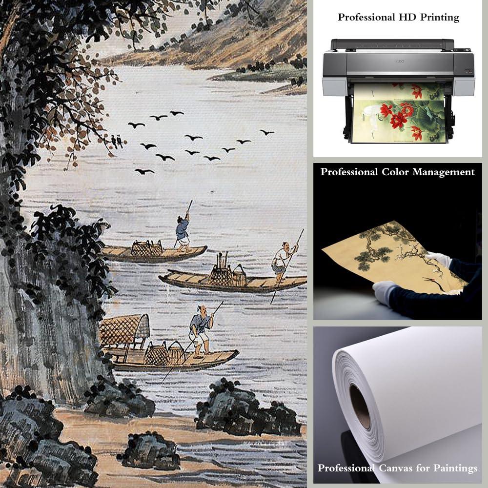 32x14in Asian Scroll Wall Art (Stream water flooding with Dan)