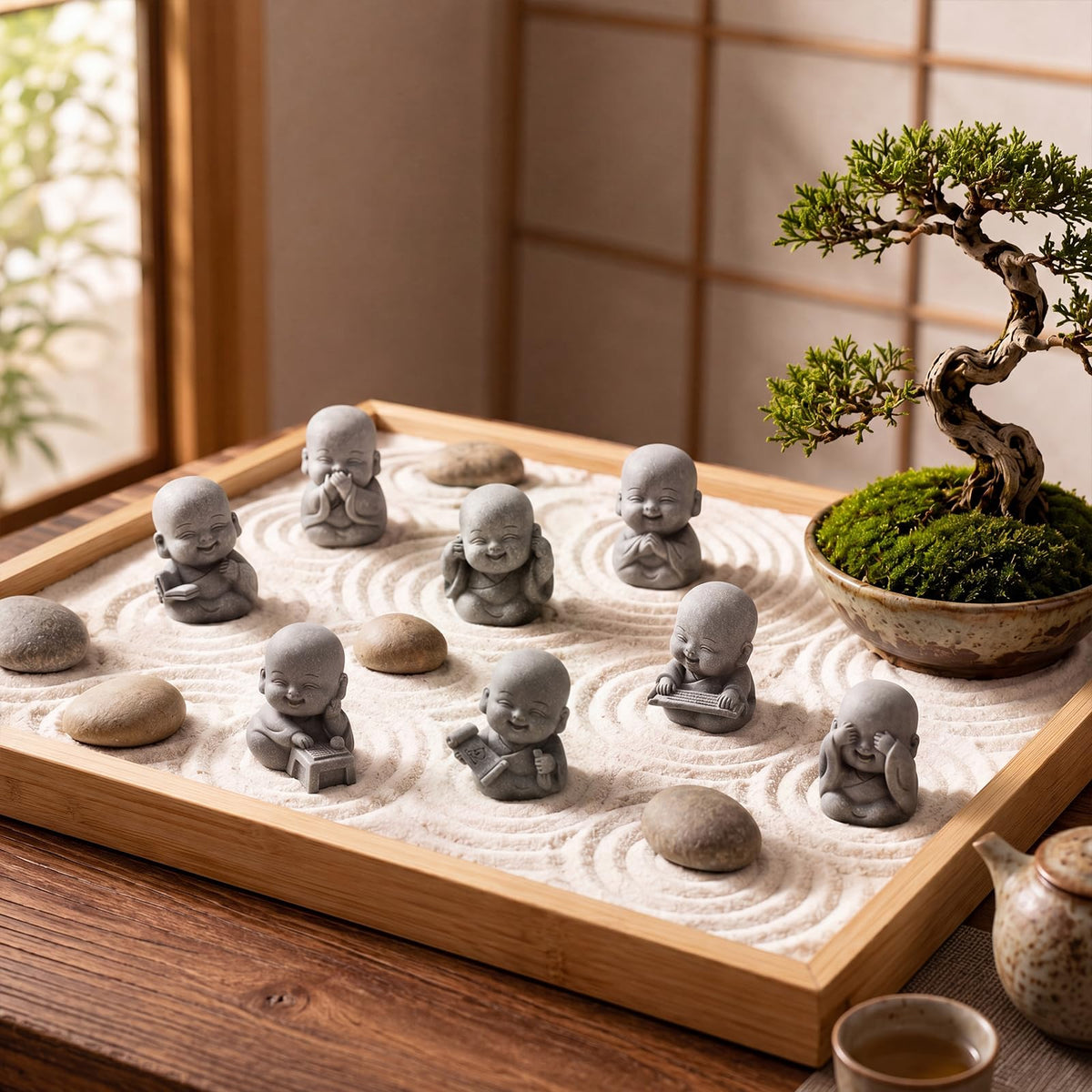 8 Pcs Laughing Buddha Statue (Classic)
