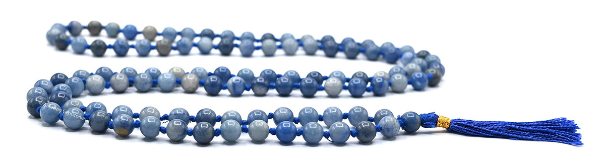 Blue Aventurine Buddhist Prayer Beads Japa Mala with 108 Meditation Beads (Hand Knotted / Blue Aventurine)