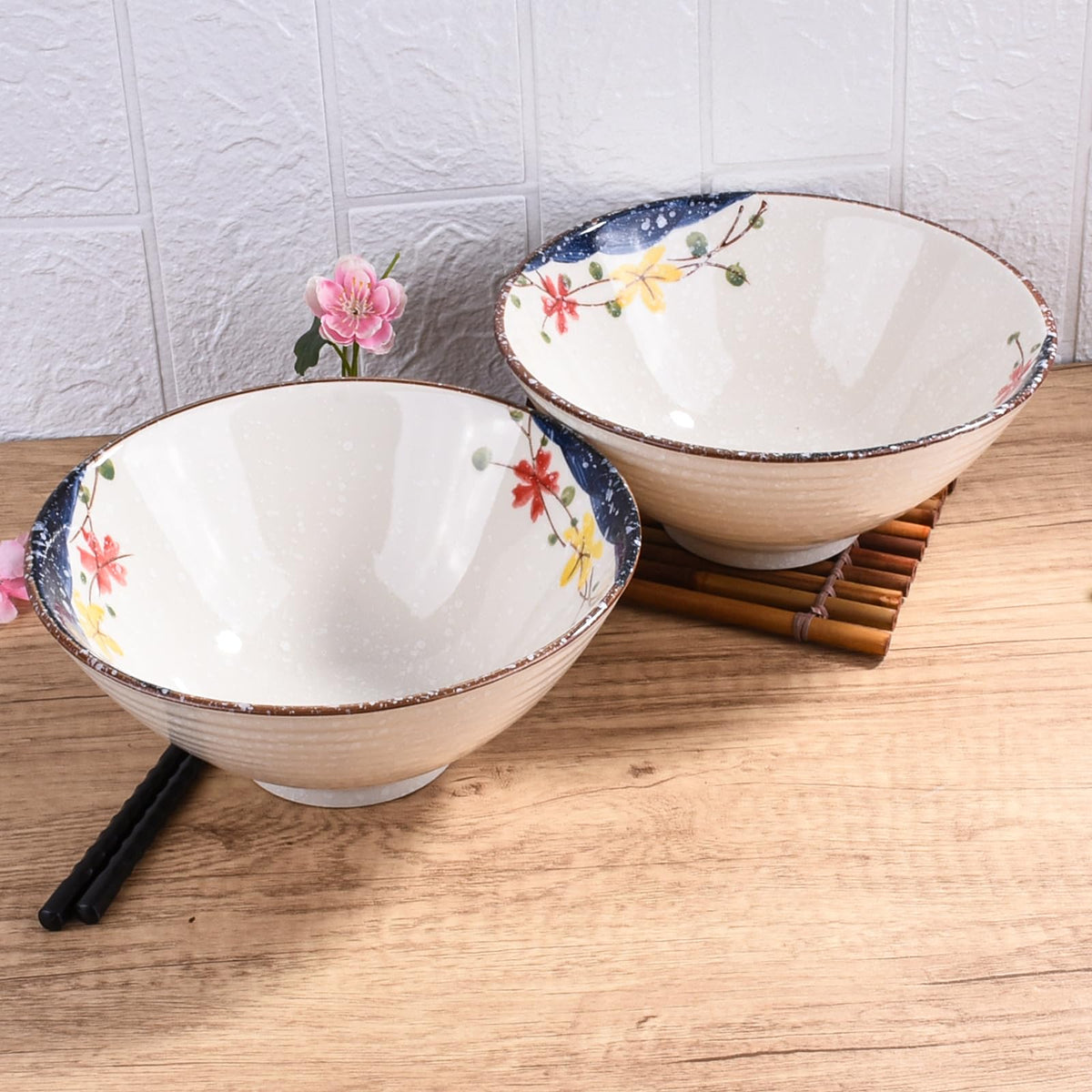 Japanese Ceramic Ramen Bowl Set of 2 (QC)