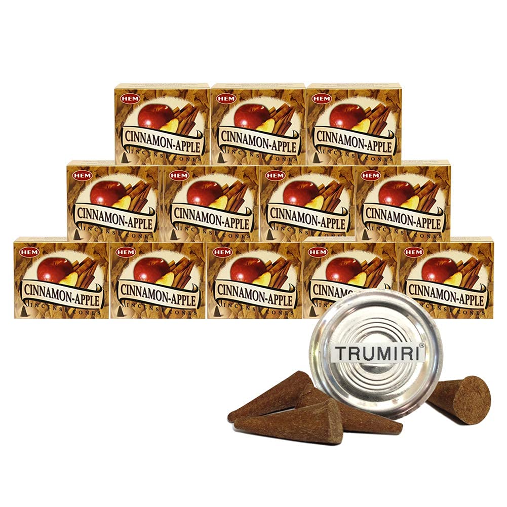 Incense Cone Holder Bundle with Hem Cinnamon Apple Incense Cones (Cinnamon Apple)