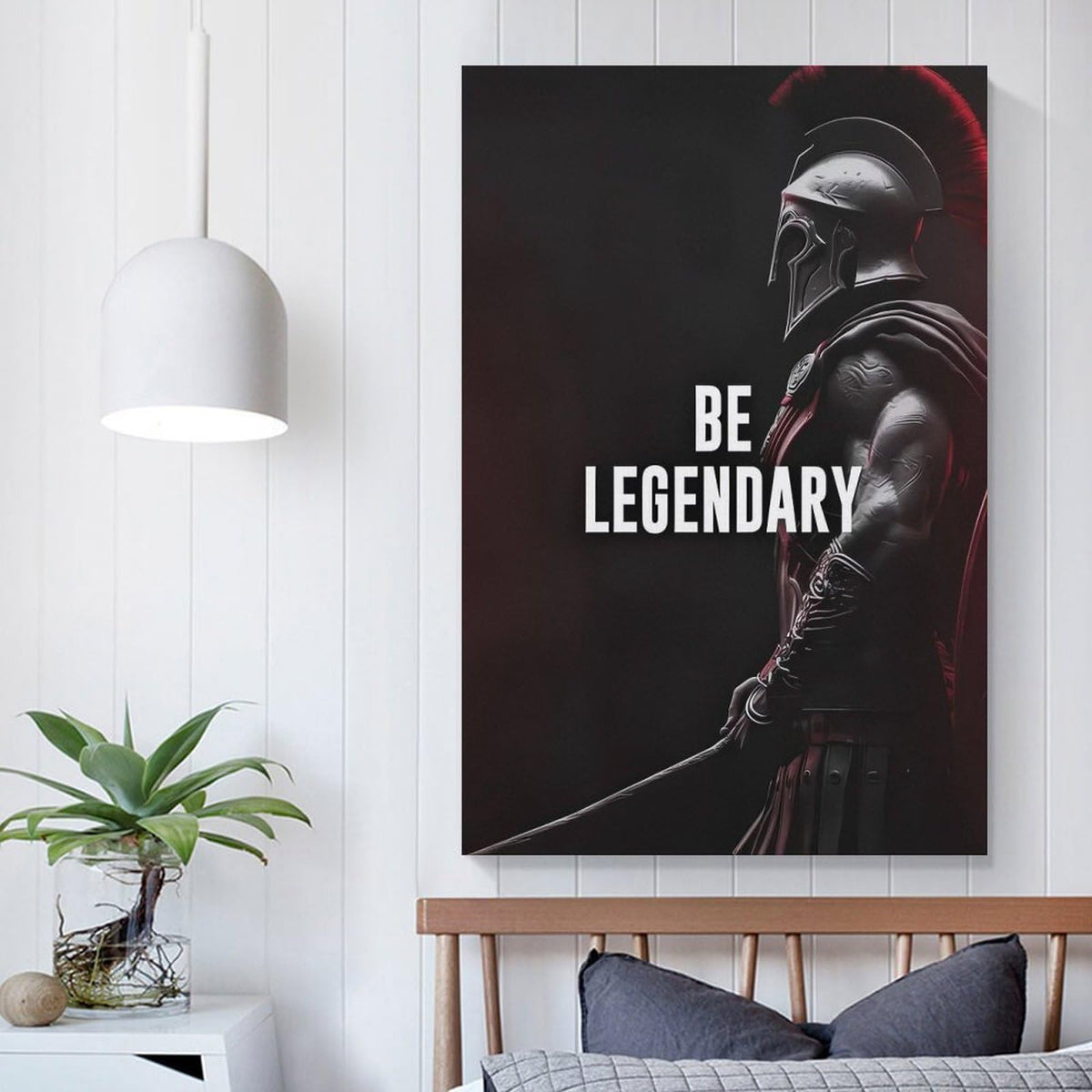 Be Legendary Spartan Warrior Motivational Print Canvas Printing Wall Art Prints Wall Decor Posters Dark Red Black Minimalist Stoic Gym Office Living Room Bedroom Decor 24x36inch (style-40 / 24x36inch(60x90cm) Unframe)