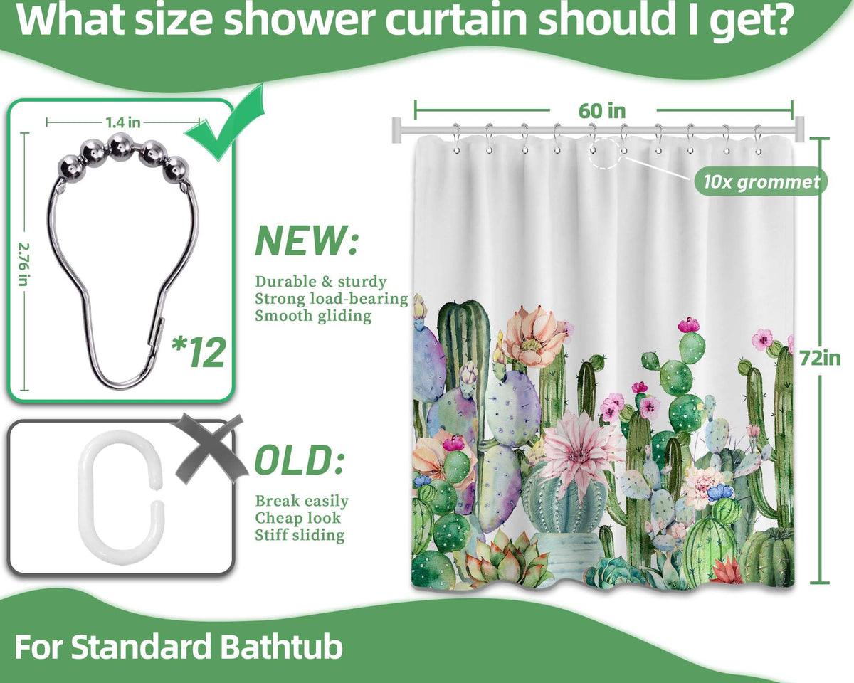 Cactus Shower Curtain Succulent Desert (Cactus / 60"W x 72"L (Pack of 1))
