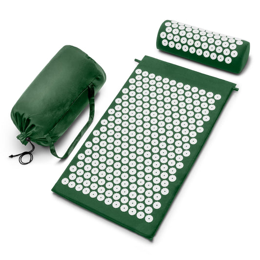 Sivan Acupressure Mat & Pillow Set for Back & Neck (Green/White / Large)