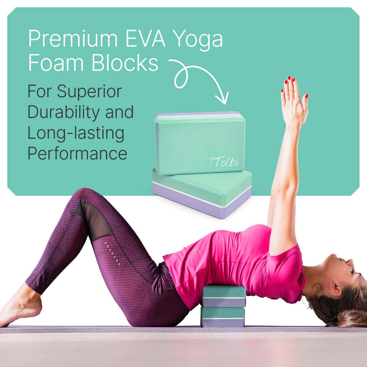 Yoga Blocks 2 Pack with Strap and Guide (Mint/Purple & Stretch Band Mint)