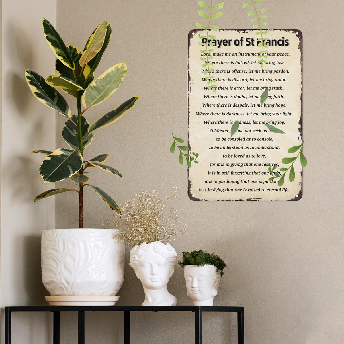 Vintage Religious Prayer Metal Sign Wall Decor Prayer For St Francis Retro Christian Metal Sign (Prayer For Strength / 8x12 Inch)