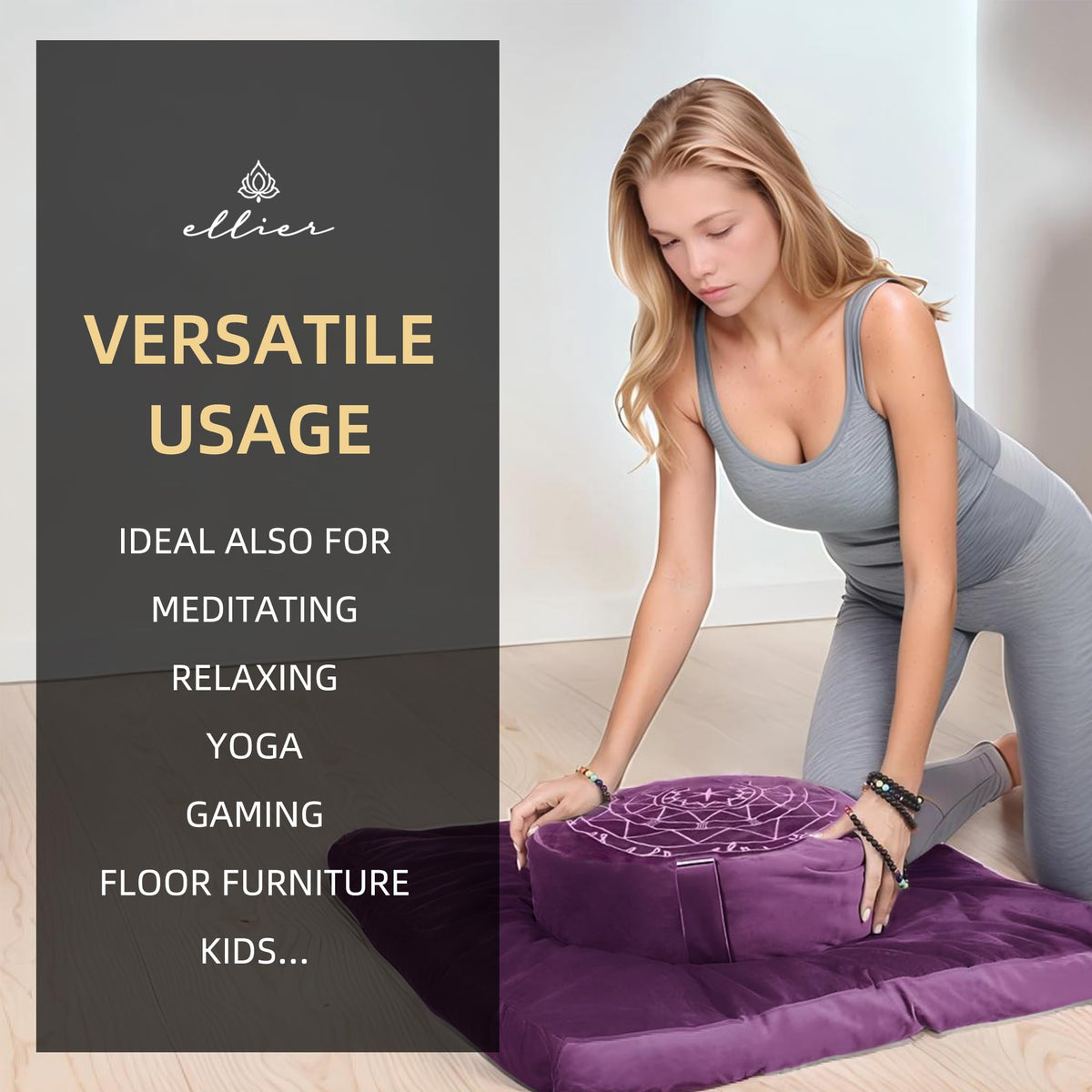 Zafu & Zabuton Meditation Cushion Set (Purple)
