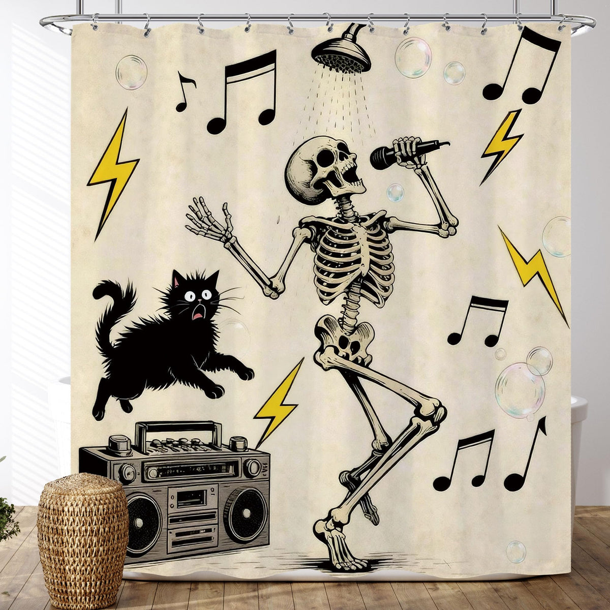 Halloween Gothic Skull Shower Curtain (60"W x 72"L (Pack of 1) / Funny Skull 2)