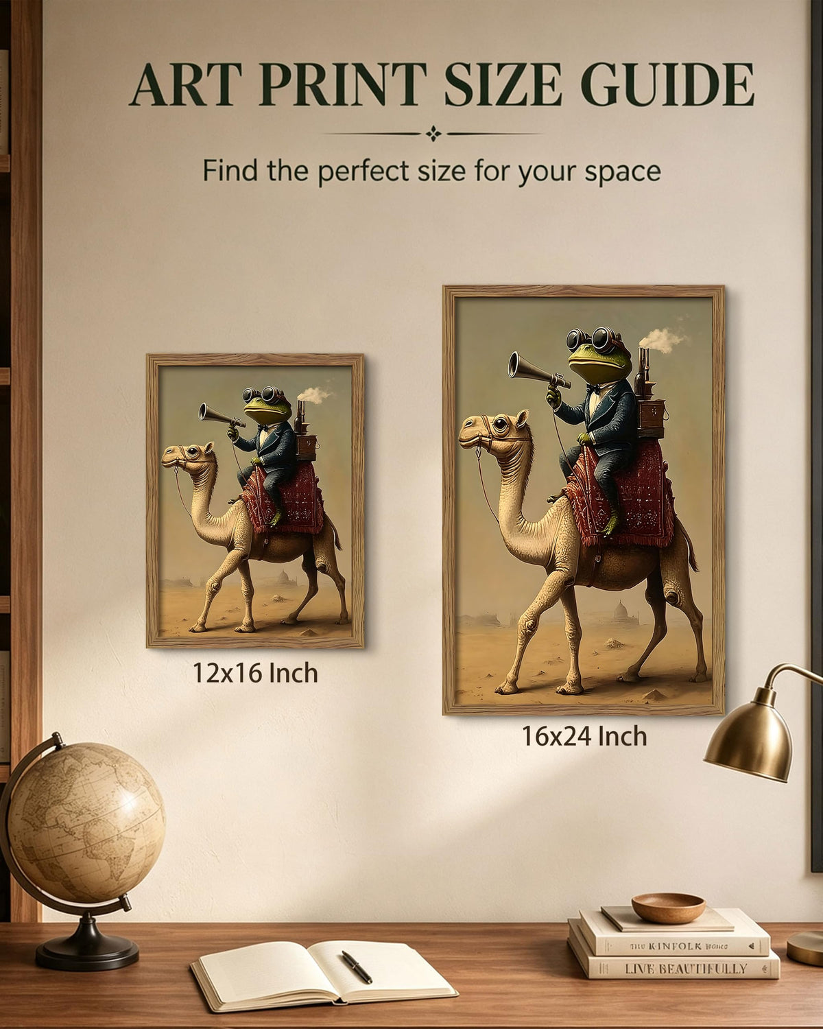 Funny Frog Riding Camel Wall Art (A-Frog Camel / 24"L x 16"W)