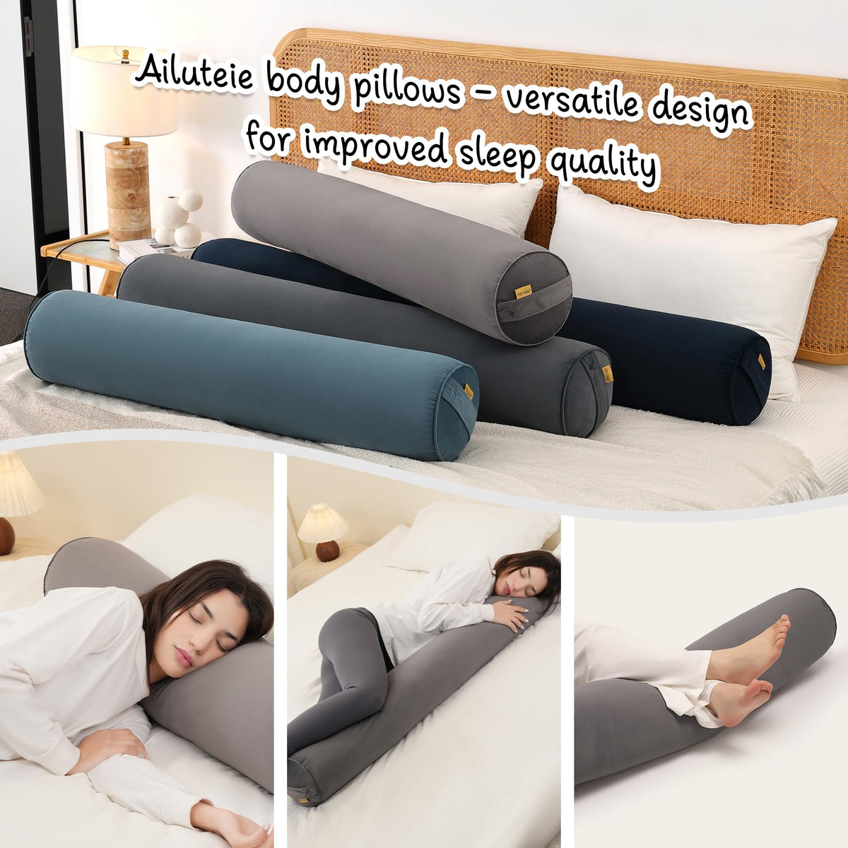 Body Pillow for Adults (Steel Gray / 59"*7.87")