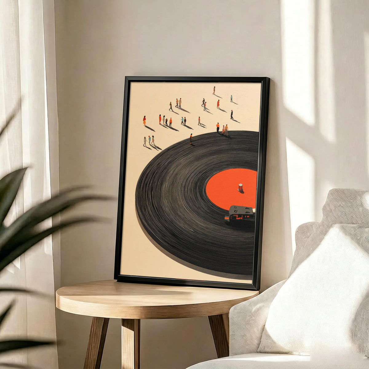 Black Framed Vinyl Record Canvas Wall Art Vintage Music Poster Print (Vintage Vinyl Record / 24"L x 16"W)