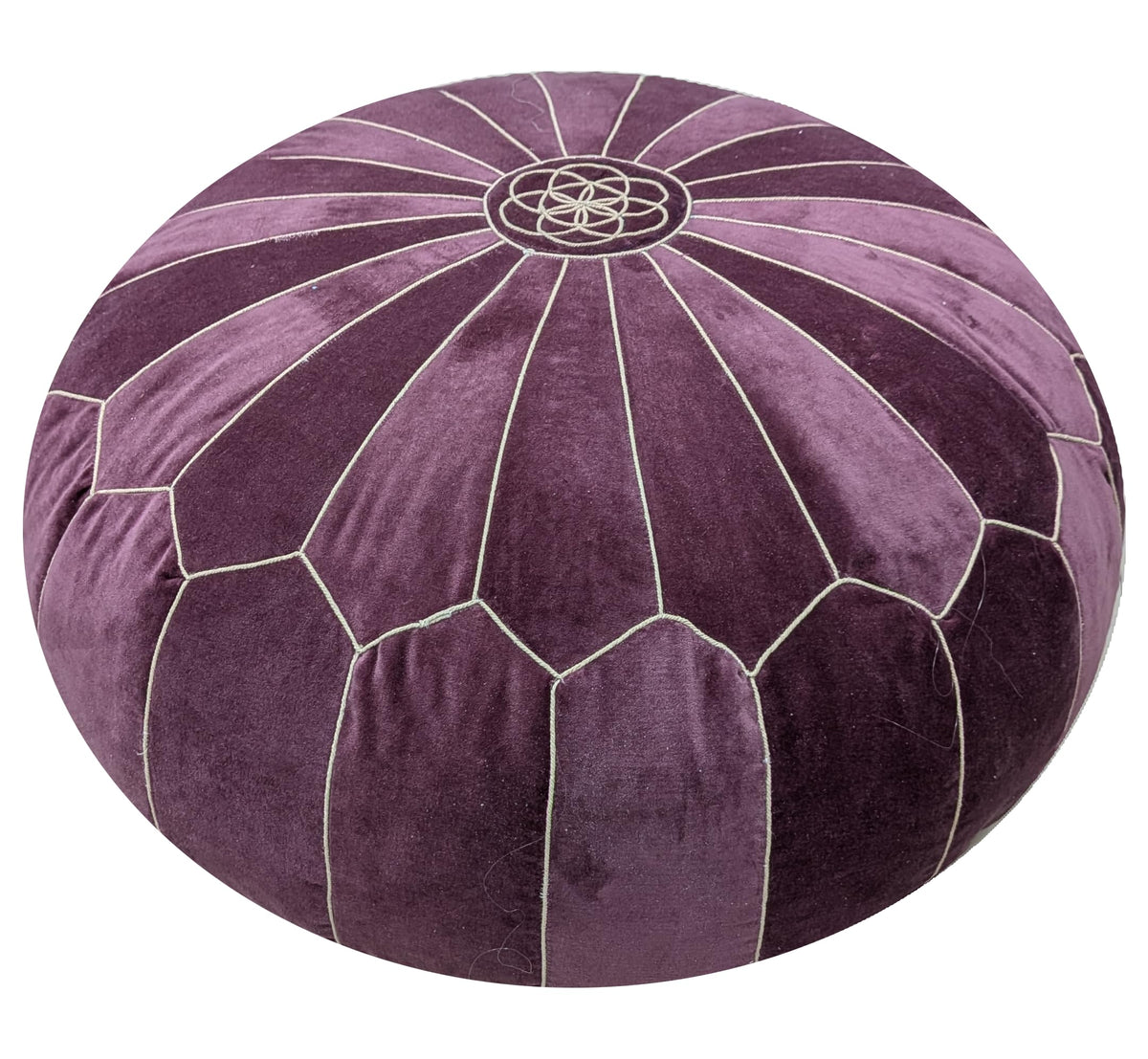 Moroccan Velvet Floor Pouf (Plum Purple)