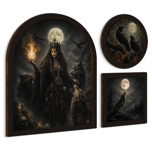 3 Pcs Witch Moon Wall Art Sign (Dark-07)
