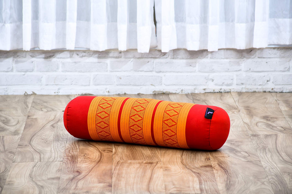 Yoga Bolster 20 x 6 x 6 inches Kapok Roll for Meditation & Massage (Sf02 - Orange)