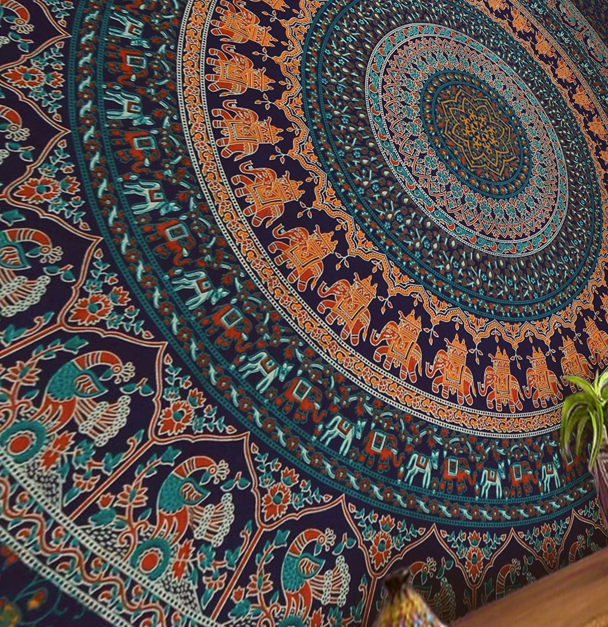 Tapestry Wall Hanging Hippie Mandala Bohemian Hippy Psychedelic Design Indian Indian Magical Tapestries Bedspread 90 x 108 Inches (108"L x 90"W / Neavy Blue)