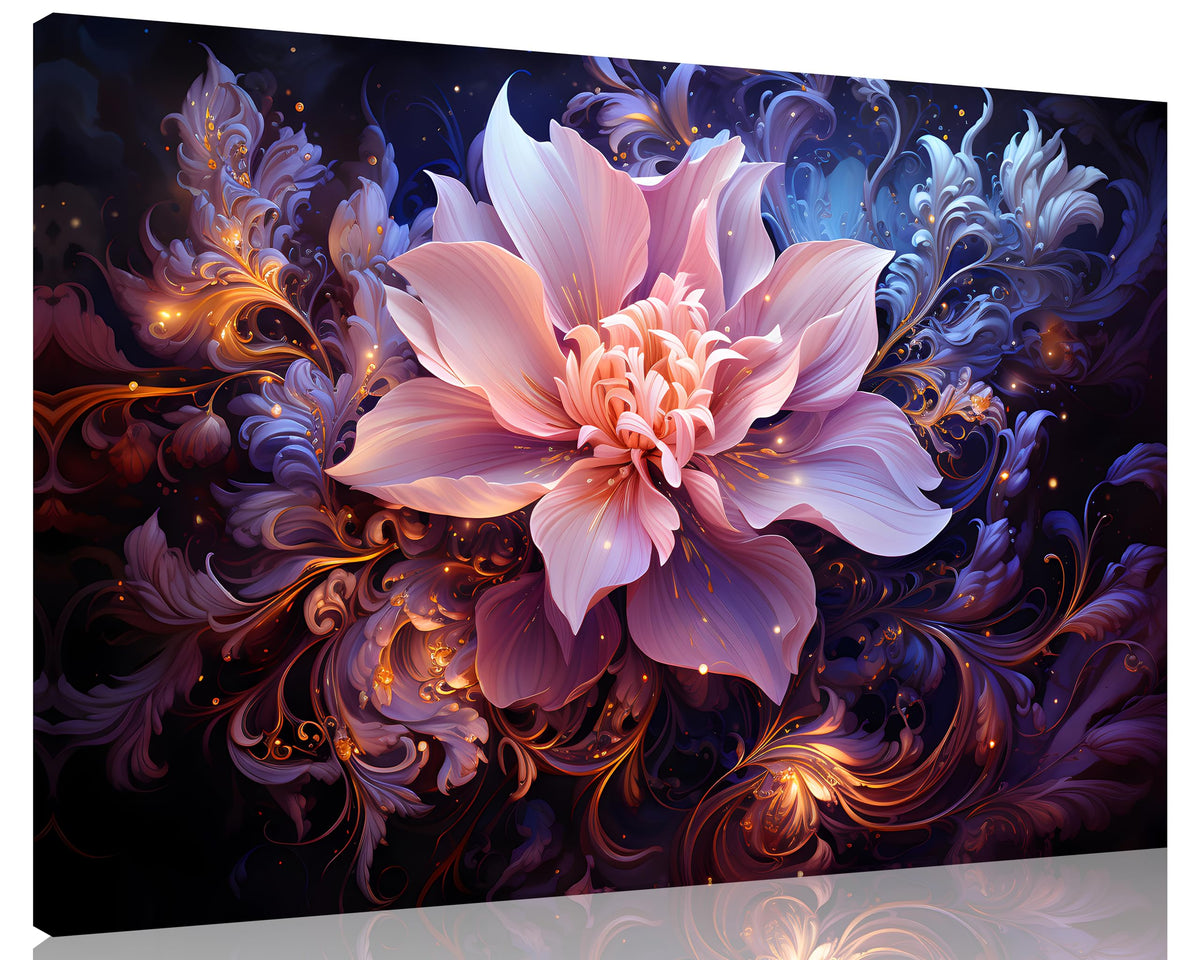 1 Panel Purple Flower Pictures Purple Paintings Abstract Flower Pictures Wall Decor Abstract Flowers Print on Canvas Plum Color Wall Art for Home Decor Stretched and Framed 12x18 inch (18"L x 12"W / Purple Flower 7)