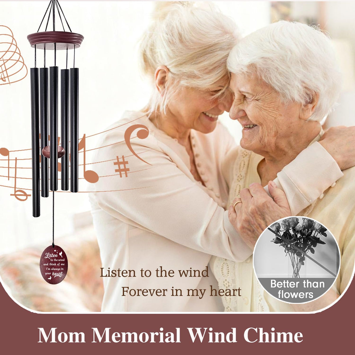 Sympathy Wind Chimes for Outside (Black)
