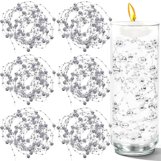 100 PCS Artificial Floating Beads for Centerpieces Vases (Silver / 8+3mm(100pcs))