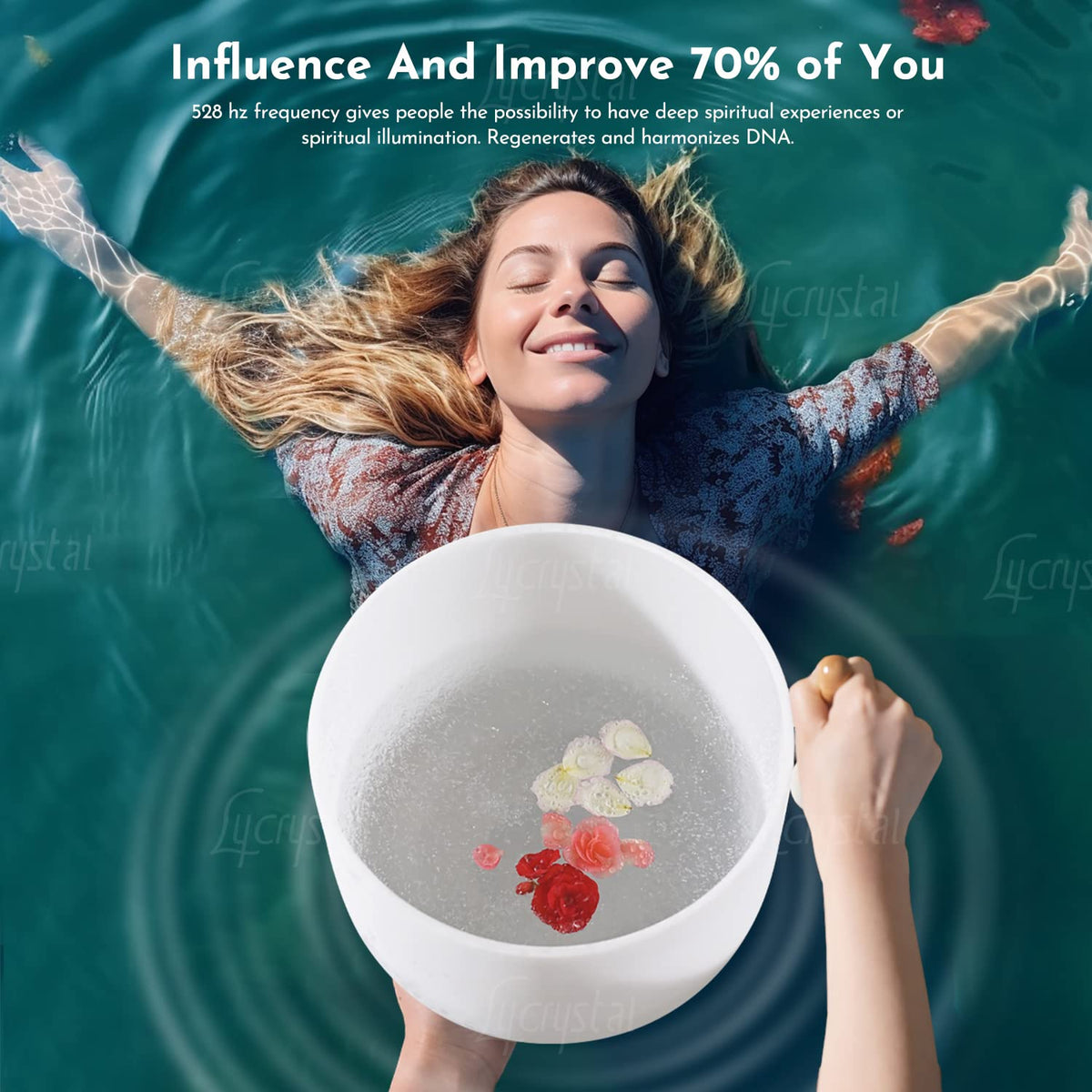 528 Hz 8 Inch C Note Root Chakra Crystal Singing Bowl (8"C / white 2)