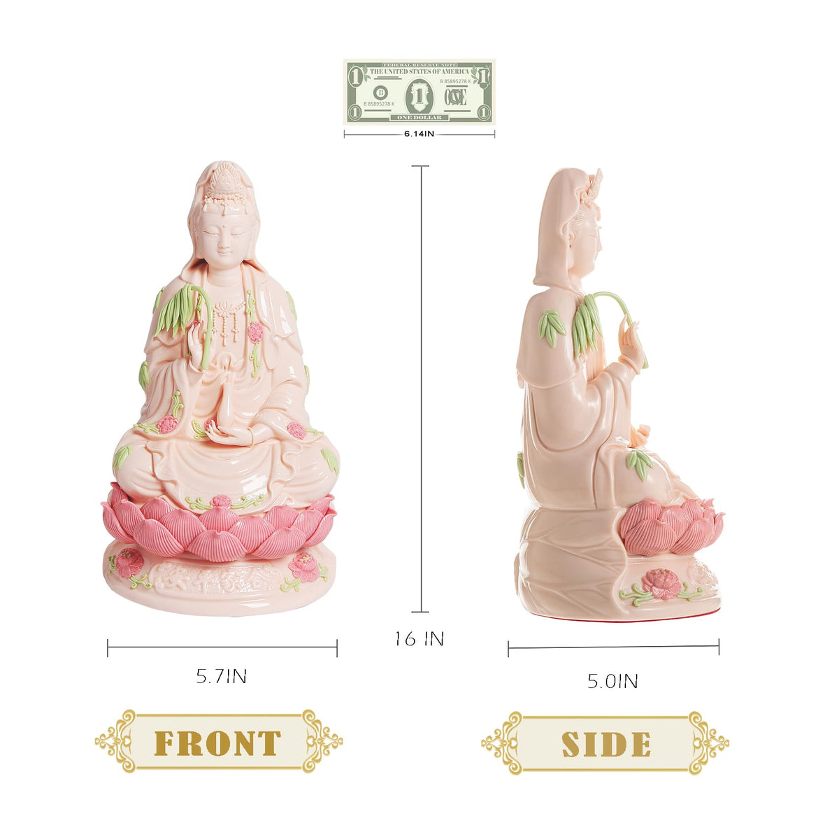 Porcelain Guan Yin Statue (Pink / Extra Large)