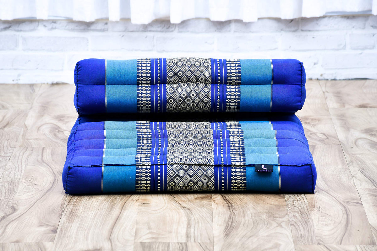 Foldable Meditation Cushion 20 x 28 x 4.5 inches Kapok Floor Seat (Sf28 - Blue)