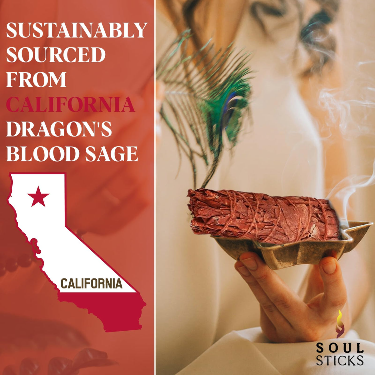 4 Dragon's Blood Sage Smudge Sticks