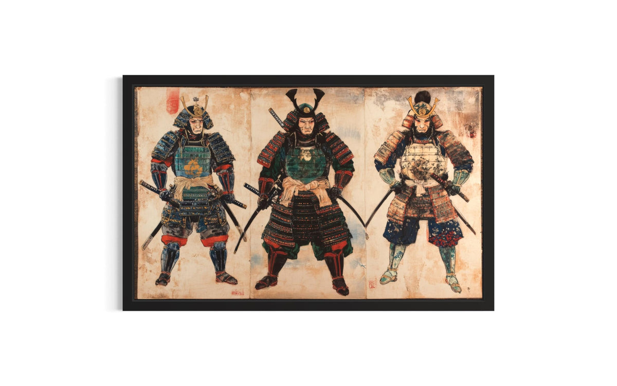 3 Samurai Framed Wall Art Print Poster (3 Samurai / 14"L x 11"W)