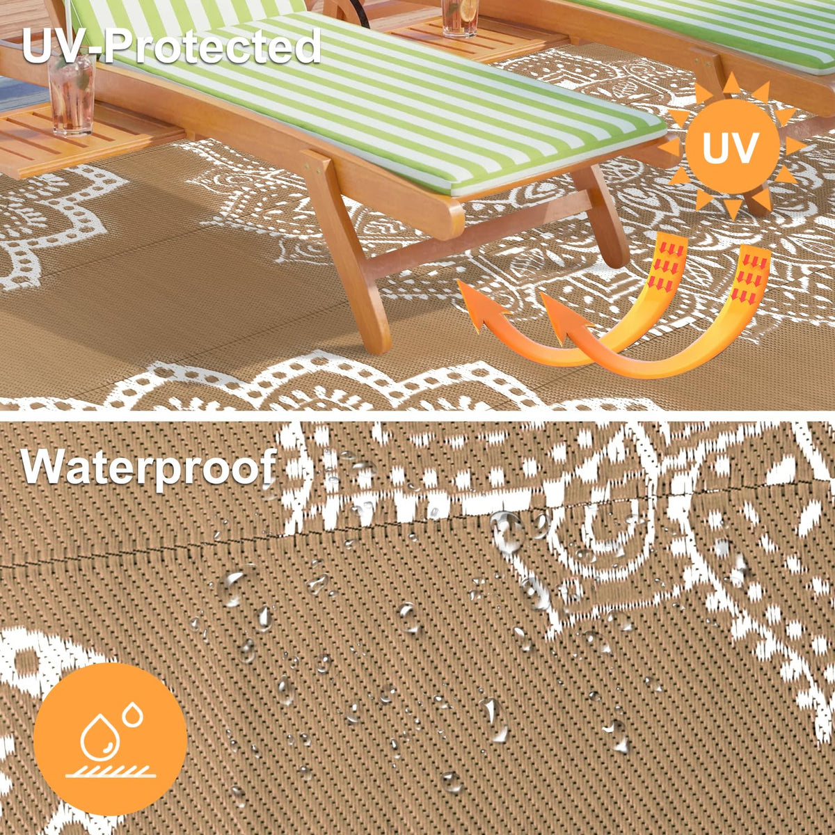 Waterproof Outdoor Rug 5x8 ft (5' x8' / Brown)