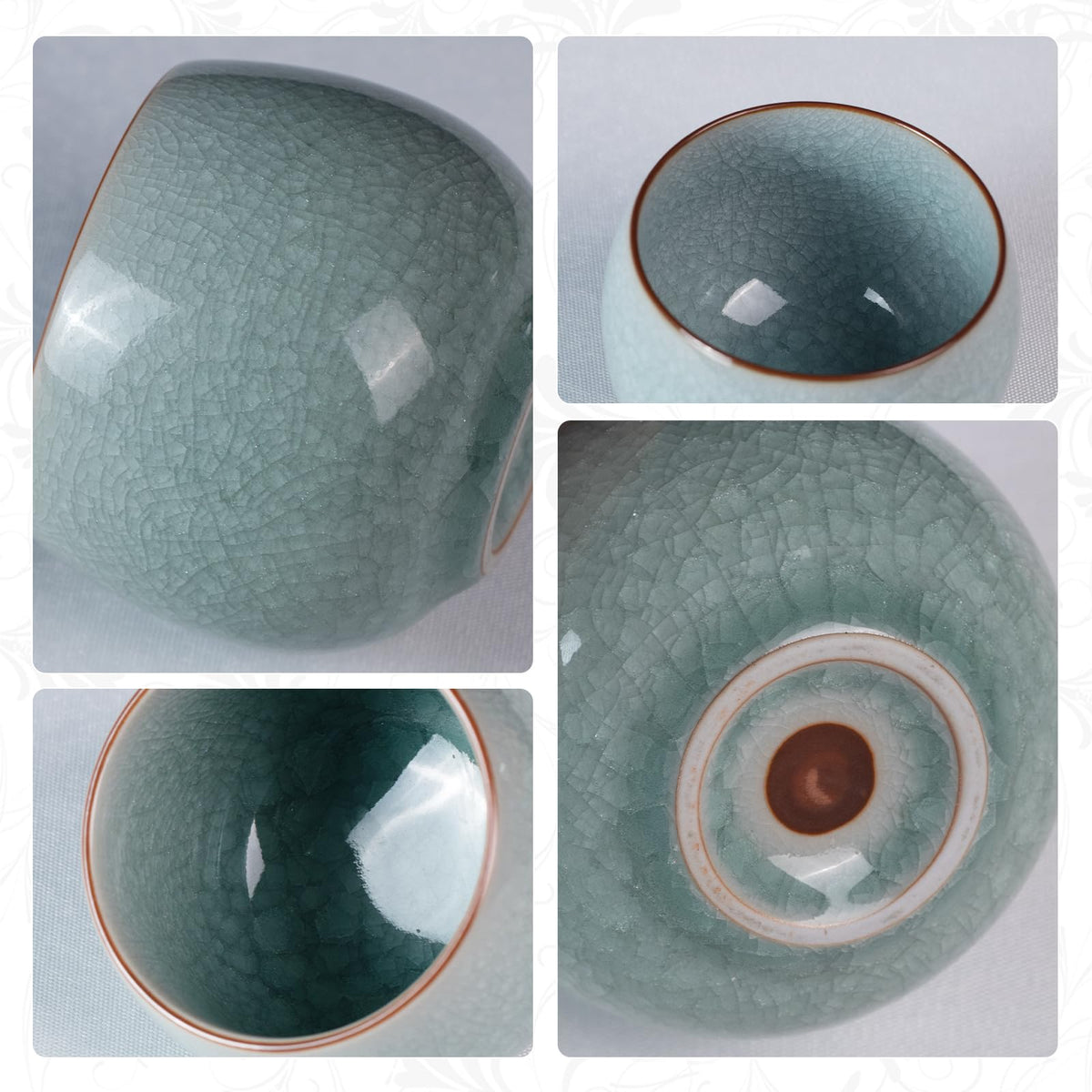 Japanese Tea Cups (Ice Crackle Glaze-Egg)