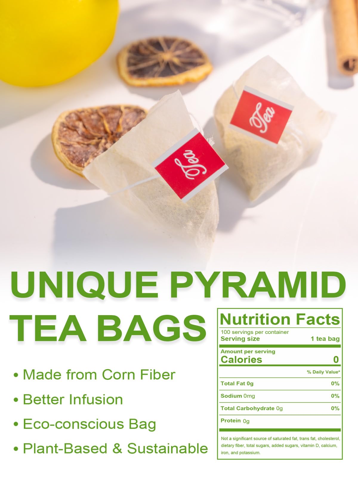 Lemon Ginger Green Tea Bags (100 Count (Pack of 1))