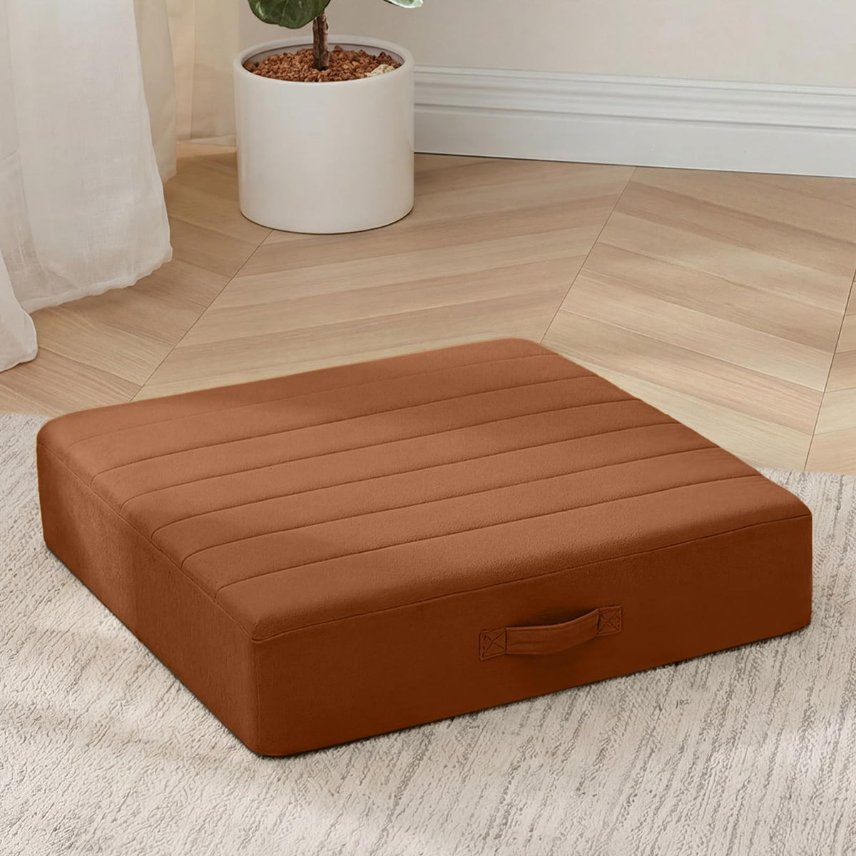 24 Inch Square Floor Pillow for Adults (24 Inch / Brown)