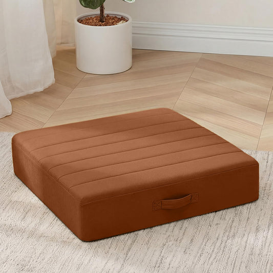 24 Inch Square Floor Pillow for Adults (24 Inch / Brown)