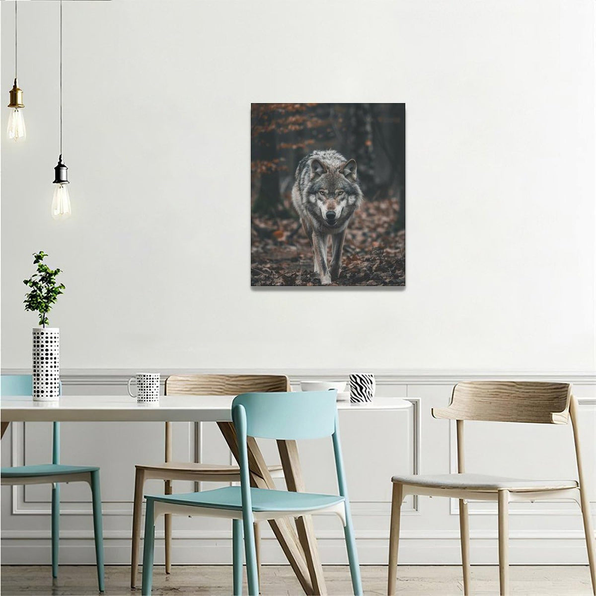 Wolf Wall Art Wildlife Forest Pictures Wall Decor Wolf Canvas Painting Print Home Modern Artwork Decorations Framed for Bathroom Living Room Bedroom Office 20 x 24 inch (24L" x 20W" / Wolf)