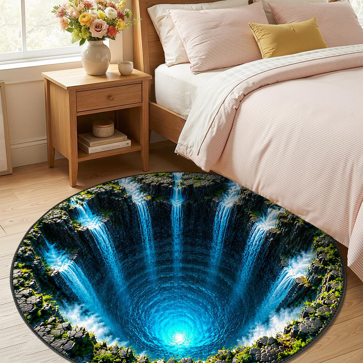 Waterfall Illusion Round Rug 5ft (48 / 5' (Round))